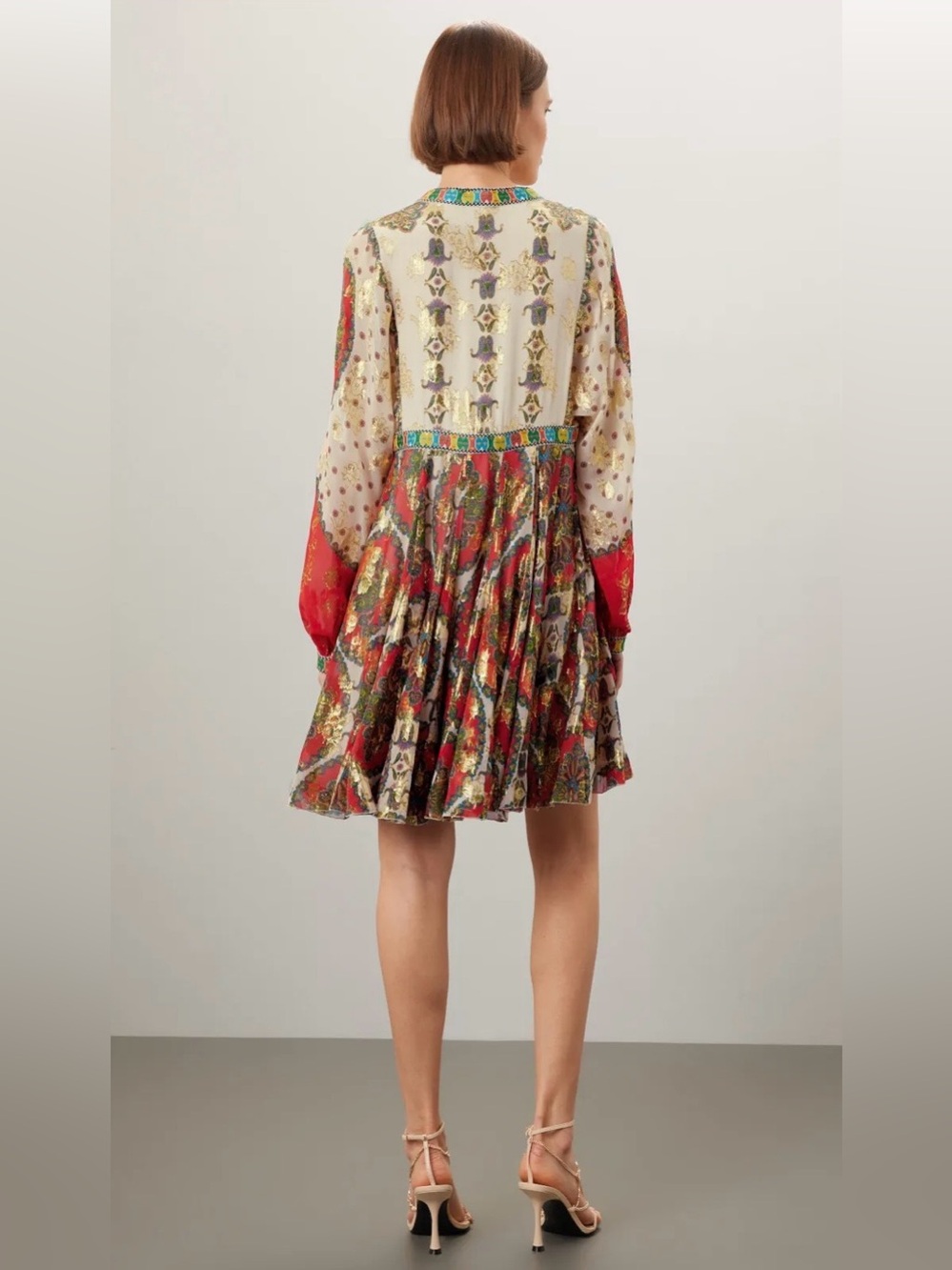 ETRO Abito Irima Silk Metallic Mini Boho Dress - Picture 2 of 13